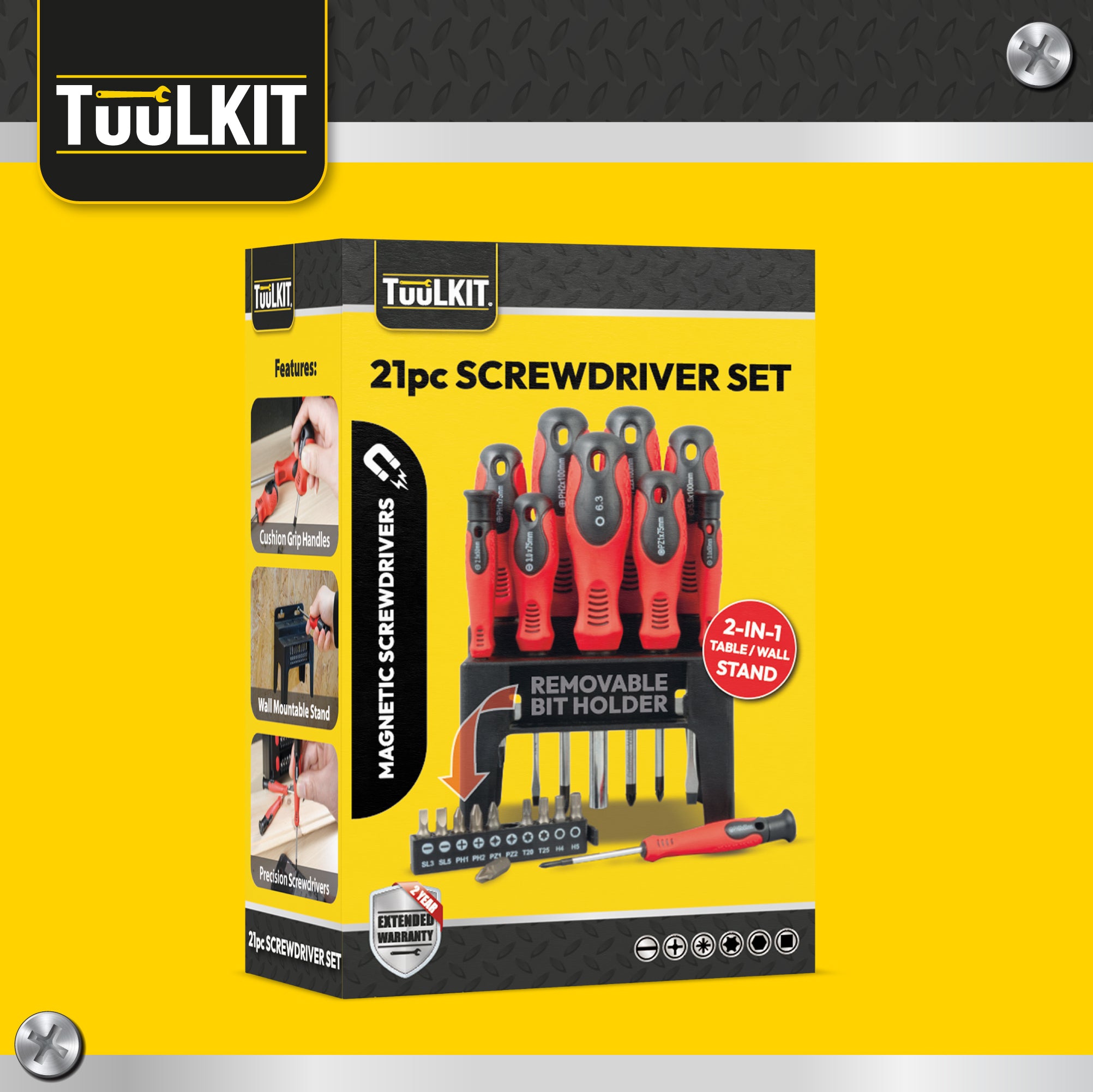 21 Piece Screwdriver Set | Magnetic Screwdrivers with Stand - DSL