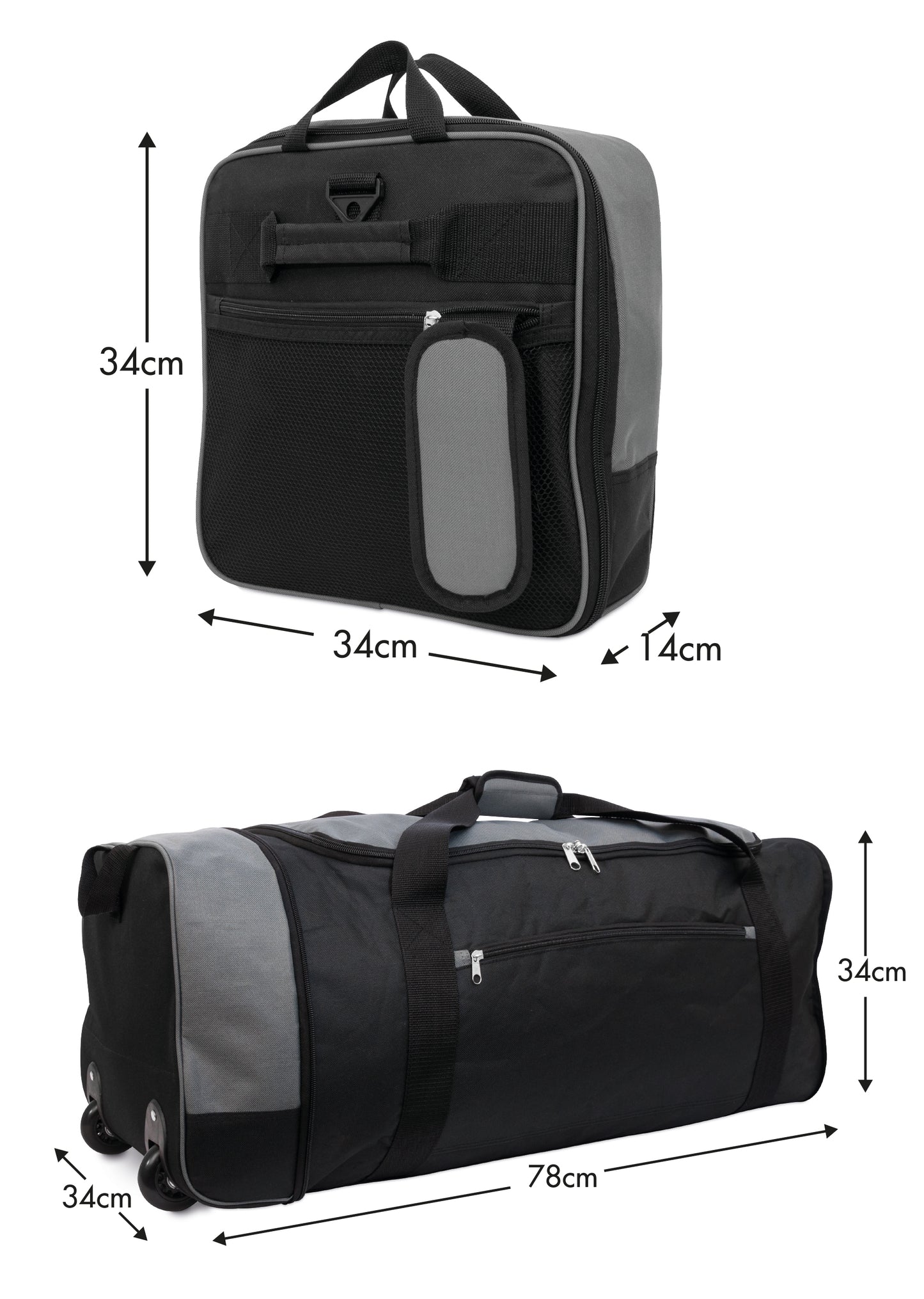 Large Travel Bag With Wheels (Grey) - iN Travel - DSL