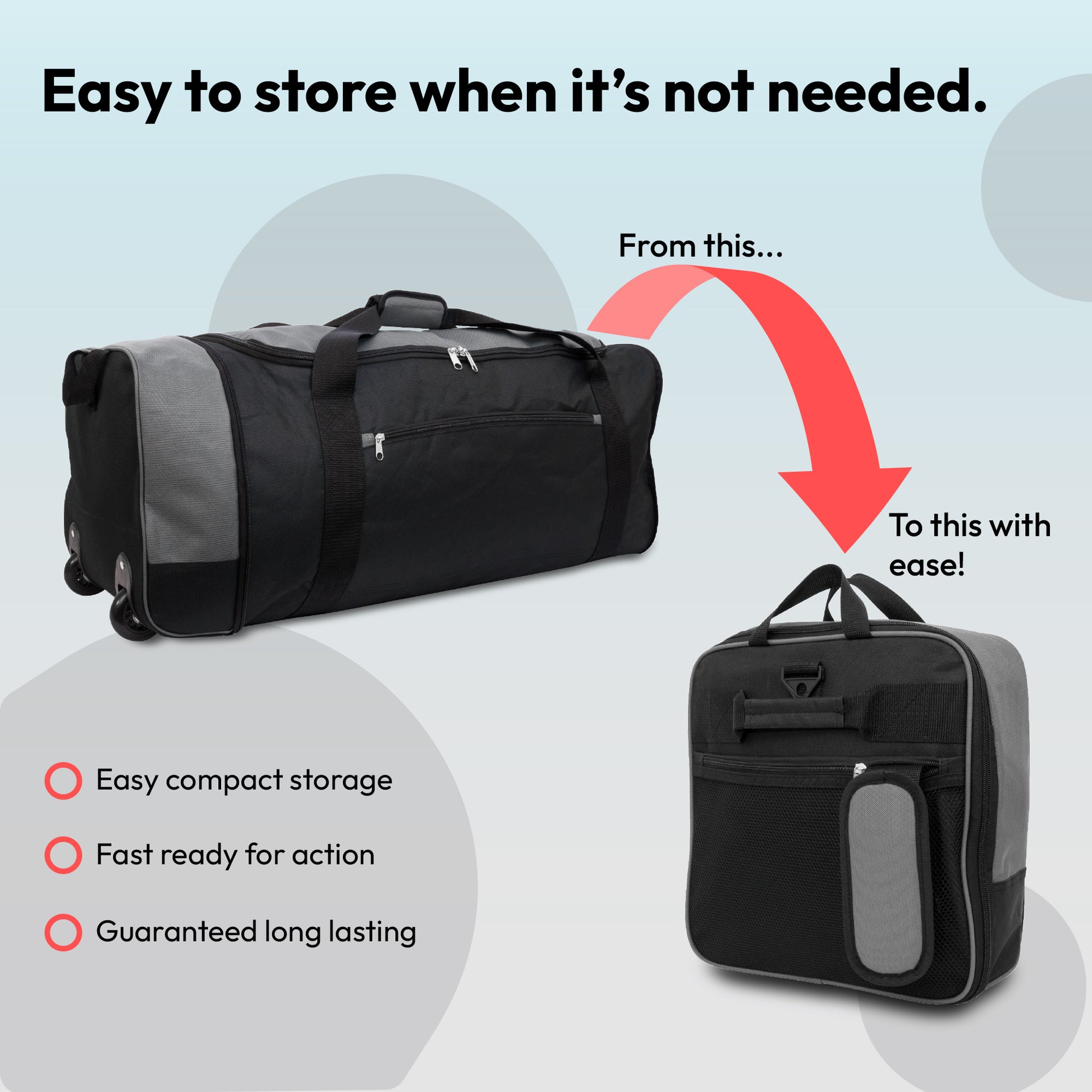 Large Travel Bag With Wheels (Grey) - iN Travel - DSL