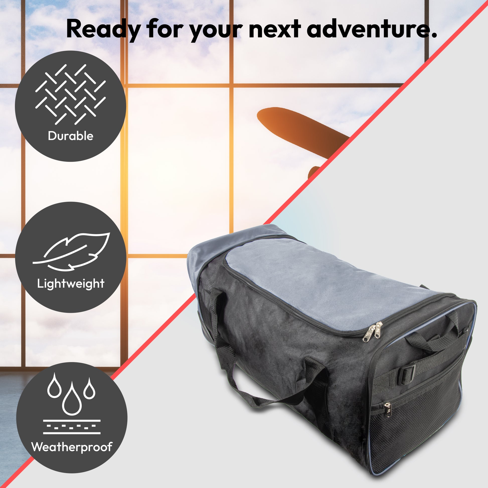 Large Travel Bag With Wheels (Grey) - iN Travel - DSL