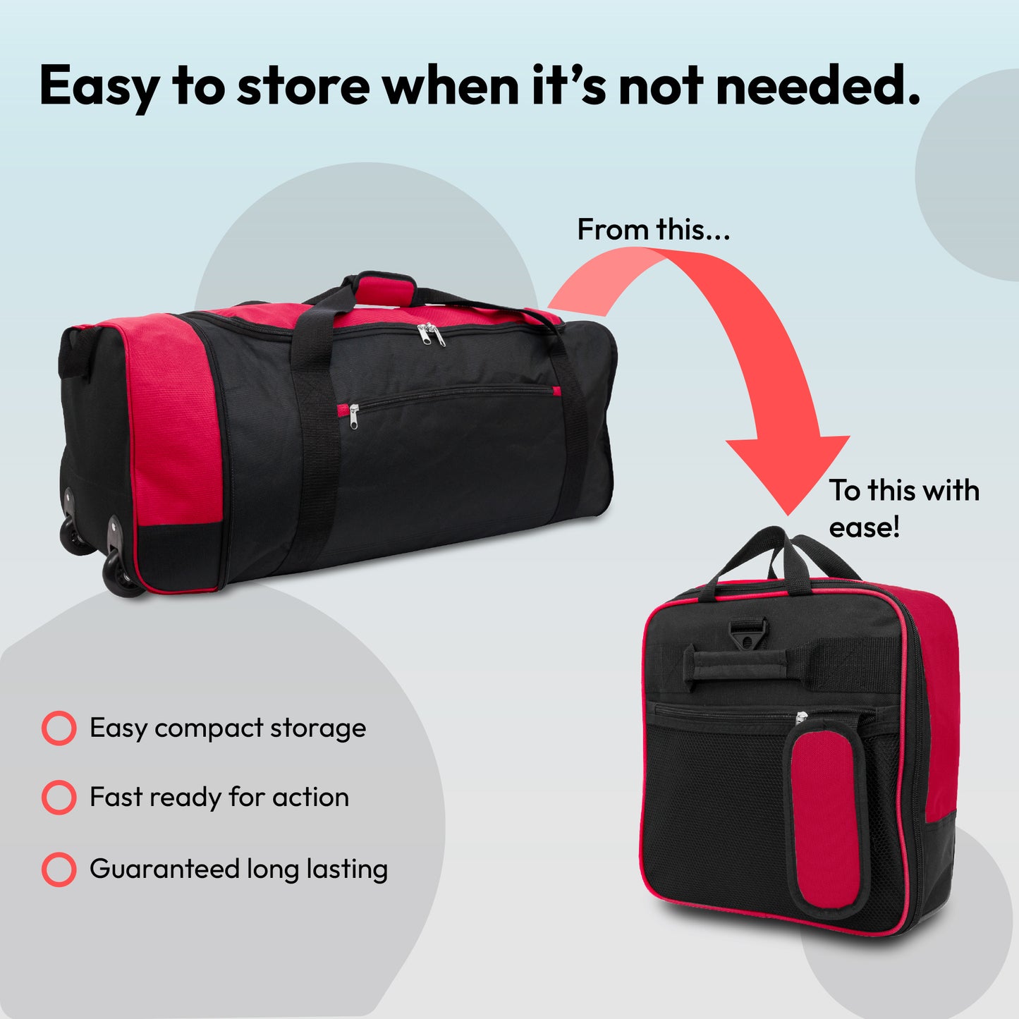 Large Travel Bag With Wheels (Red) - iN Travel - DSL