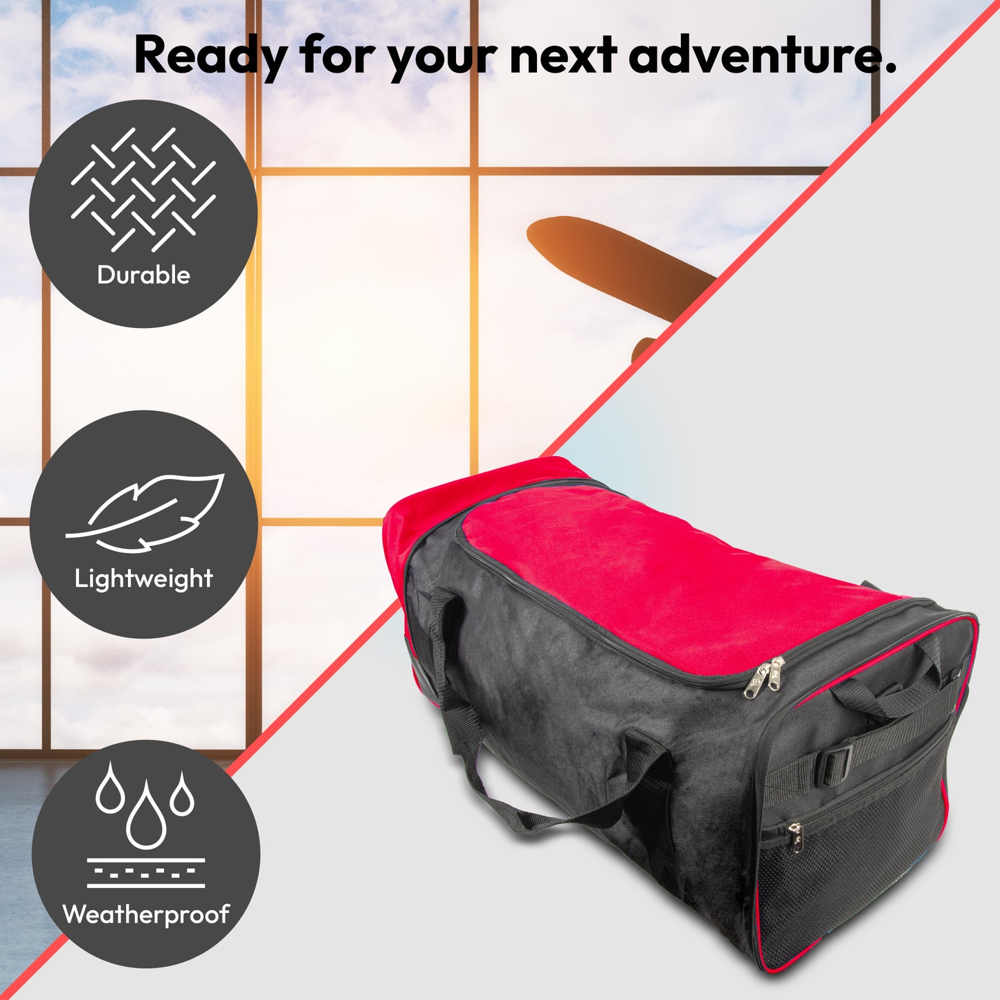 Large Travel Bag With Wheels (Red) - iN Travel - DSL