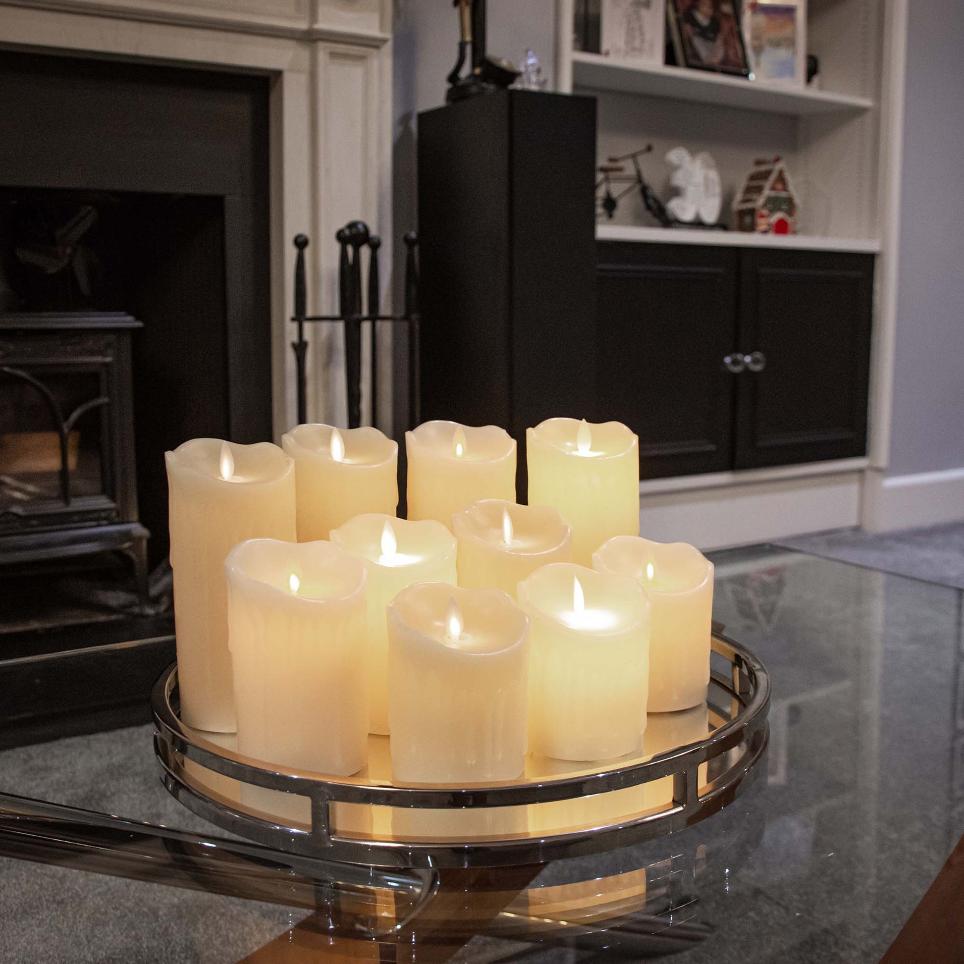 LED Flickering Candle Set (Wax Dripped) with remote control - DSL