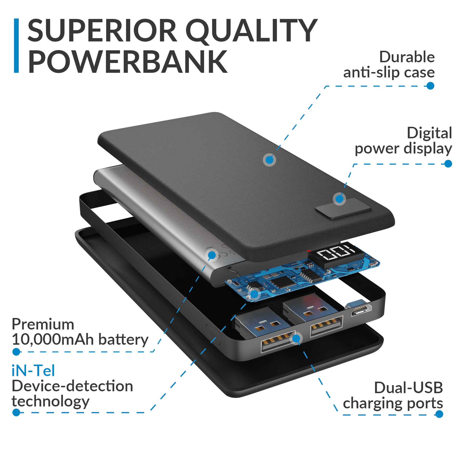 10,000 mAh Battery  Power Bank - DSL