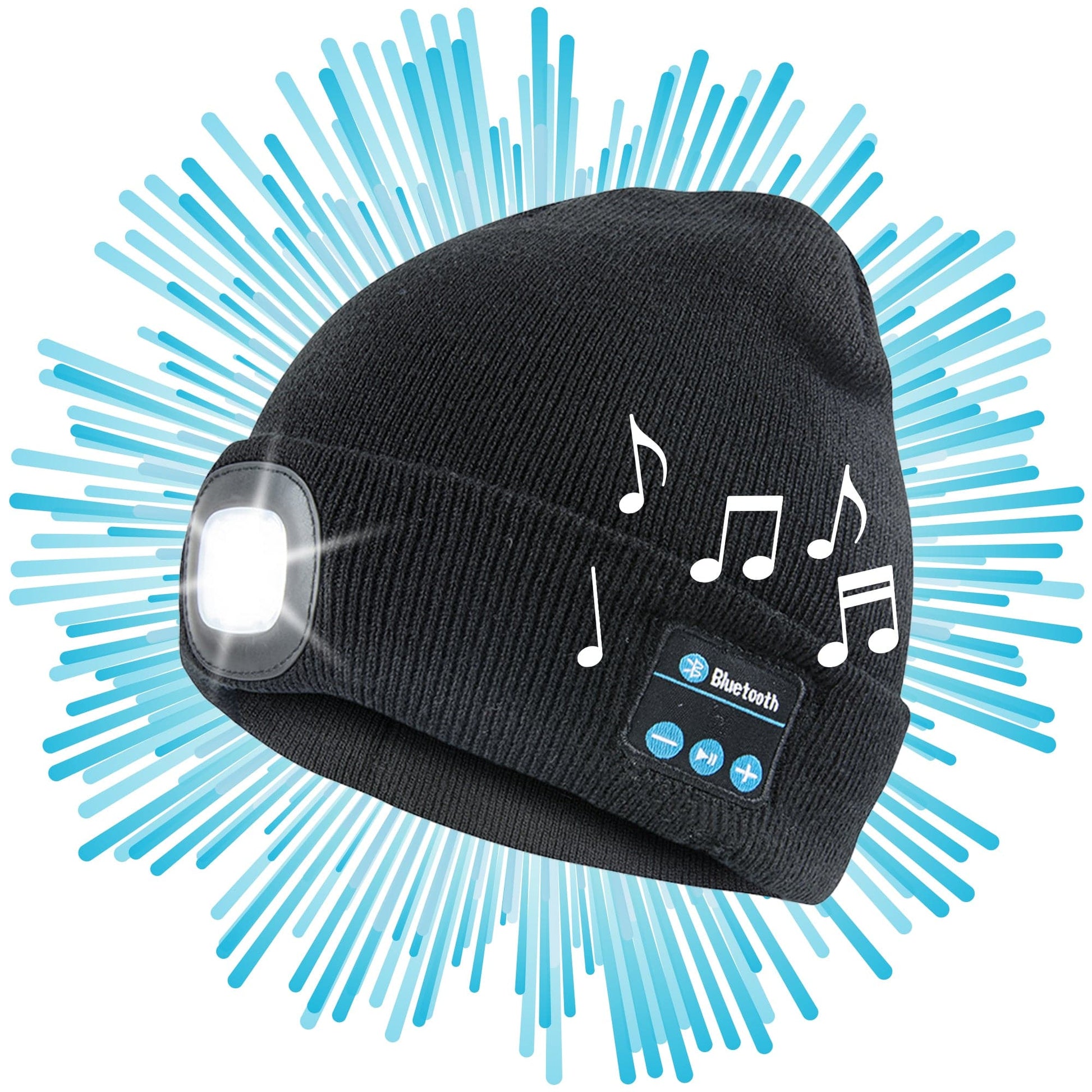 Rechargeable Bluetooth LED Beanie Hat (Unisex) (Black) - DSL