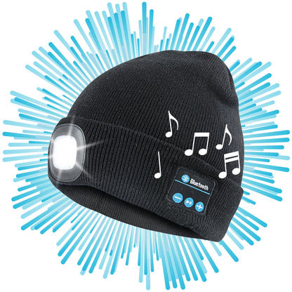 Rechargeable Bluetooth LED Beanie Hat (Unisex) (Black) - DSL