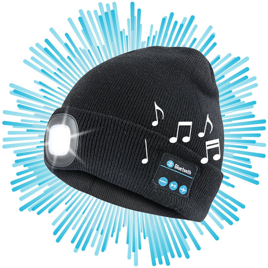 Rechargeable Bluetooth LED Beanie Hat (Unisex) (Black) - DSL