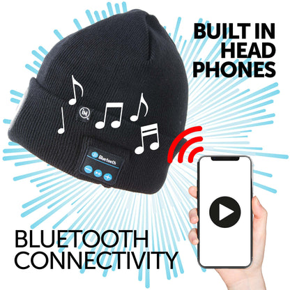 Rechargeable Bluetooth LED Beanie Hat (Unisex) (Black) - DSL