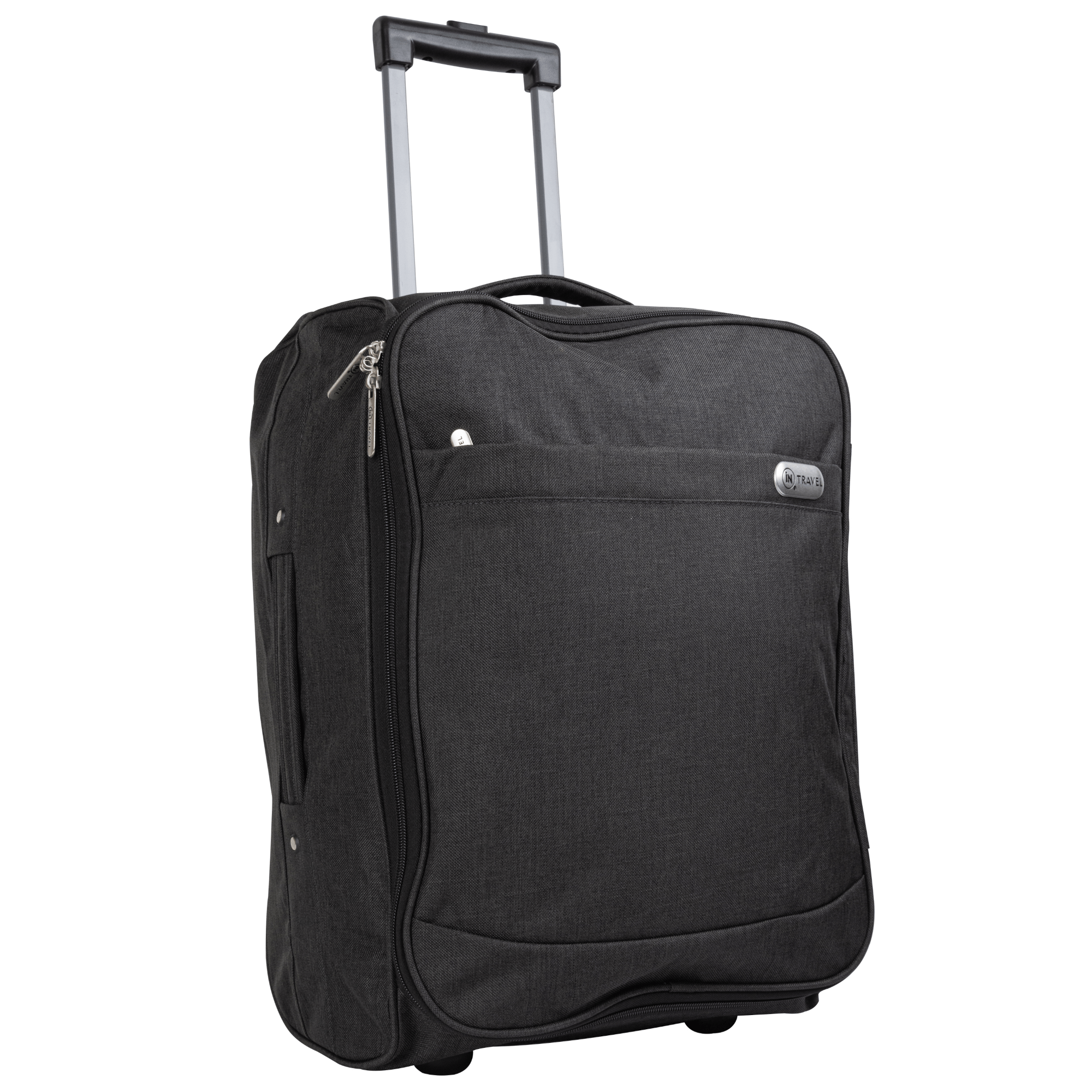 Travel Luggage Trolley with Extendable Handle on Wheels (Black) - DSL