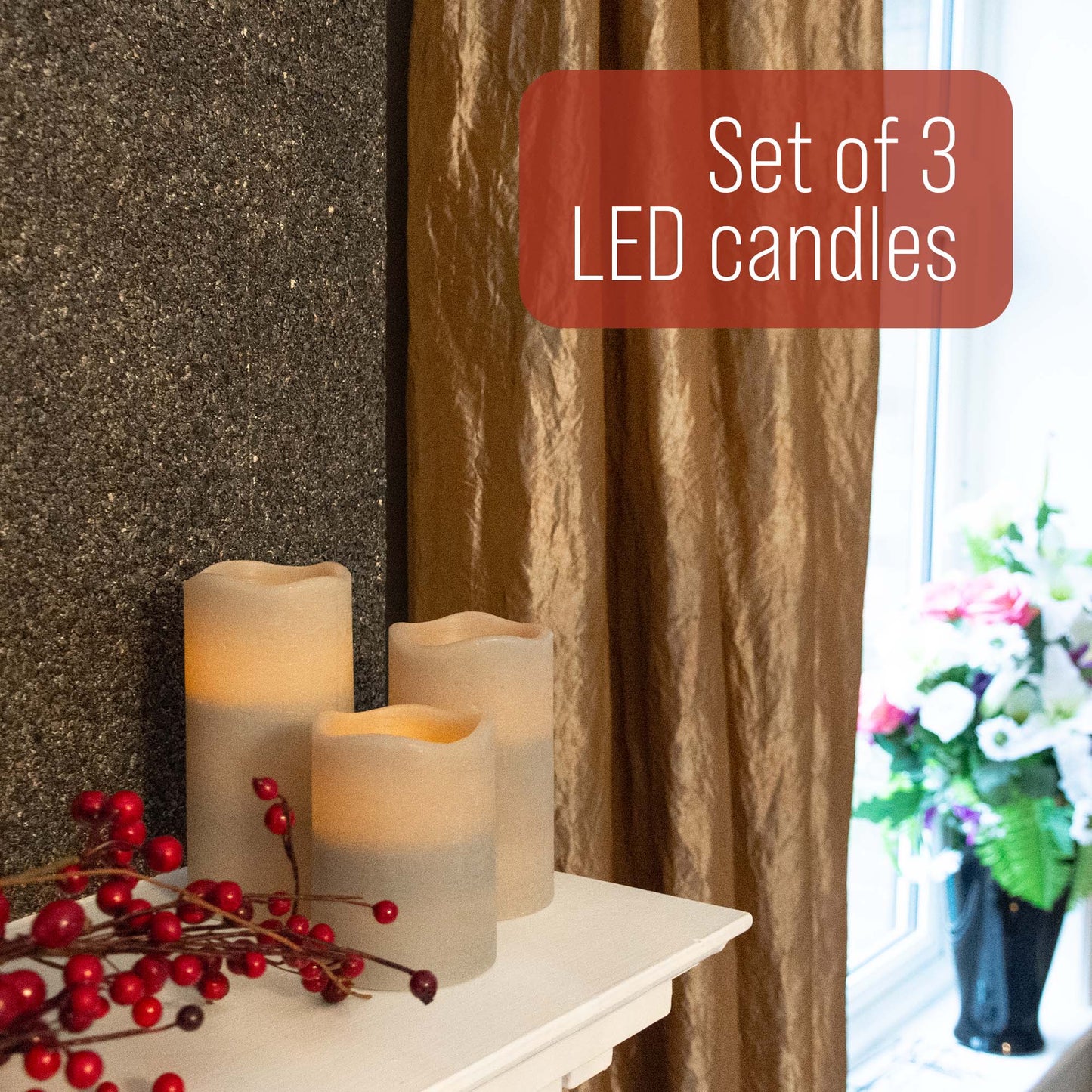 LED Flameless Candles Set with Remote Control (Set of 3) - DSL