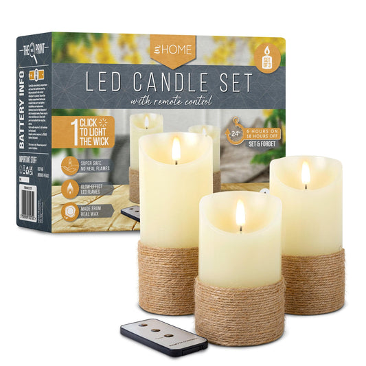 Neutral Flameless LED Candles - Rope Design - DSL