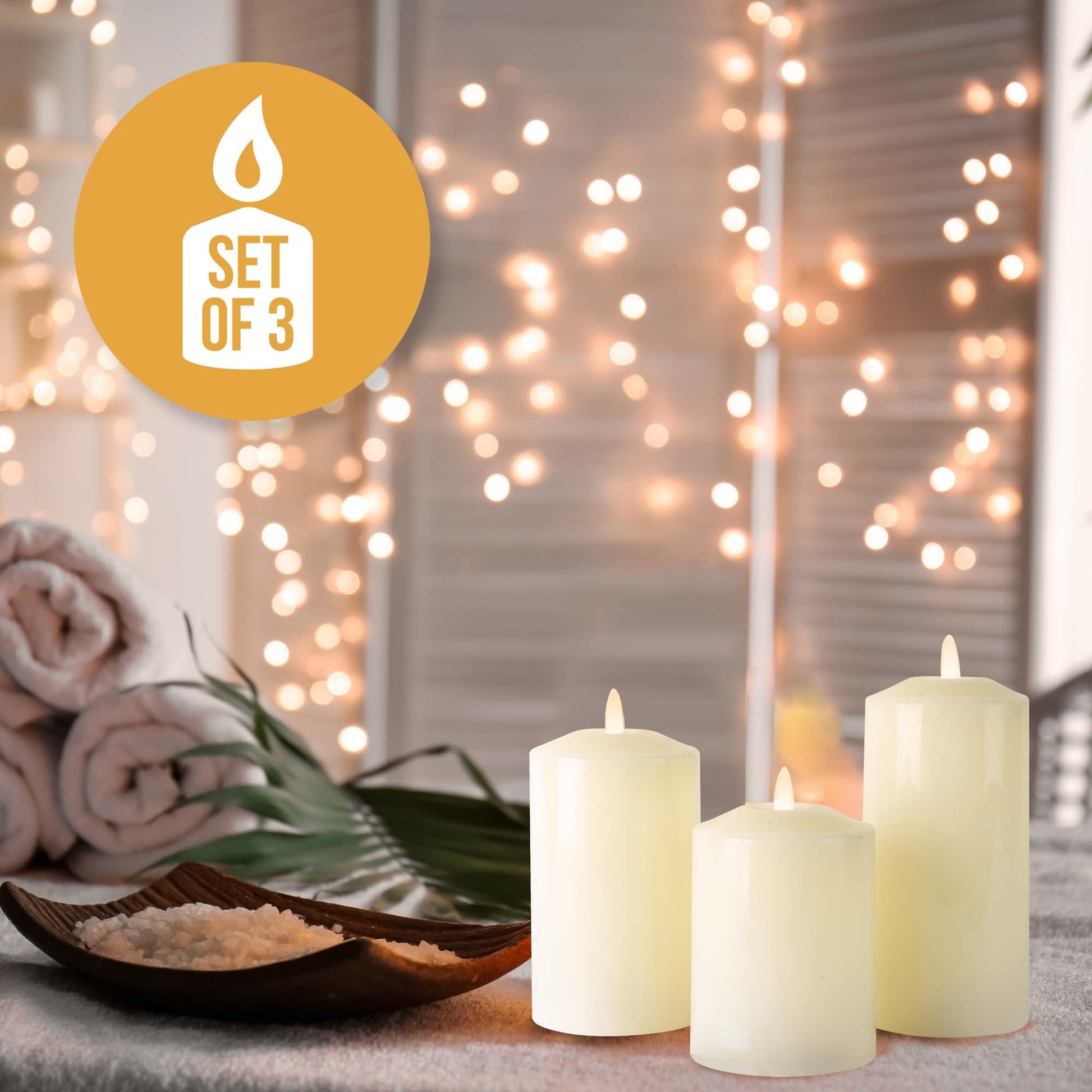 Neutral Flameless LED Candles (Set of 3) - DSL