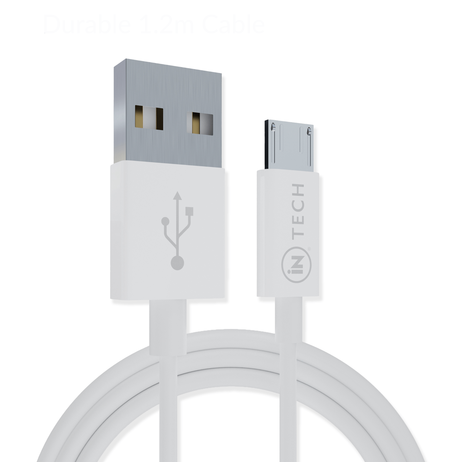 Micro USB Cable Charger and Data Transfer Cable 1.2m (White) - iN Tech - DSL