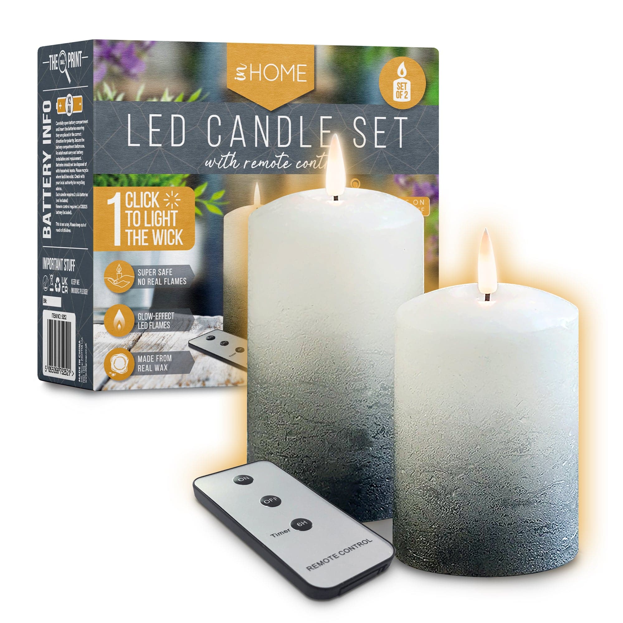 Flameless LED Candles (Ombre) with remote control (Set of 2) - DSL