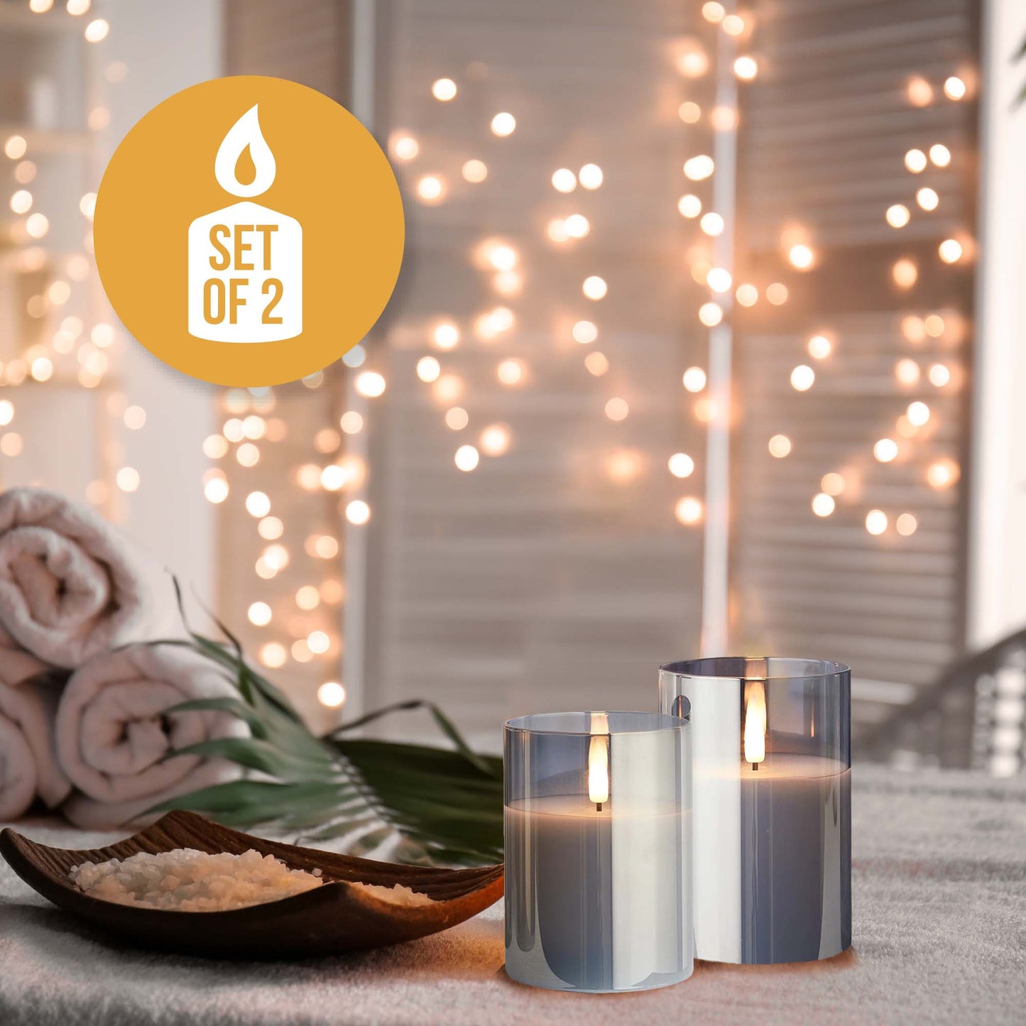 LED Flameless Candles Glass Set with Remote Control (Set of 2) - DSL