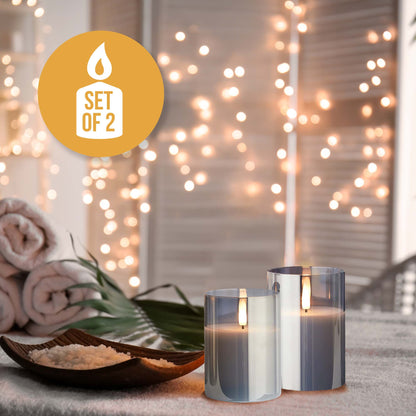 LED Flameless Candles Glass Set with Remote Control (Set of 2) - DSL