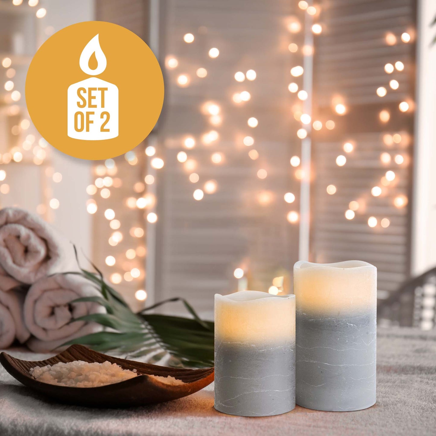 LED Flameless Candles Set with Remote Control (Set of 2) - DSL