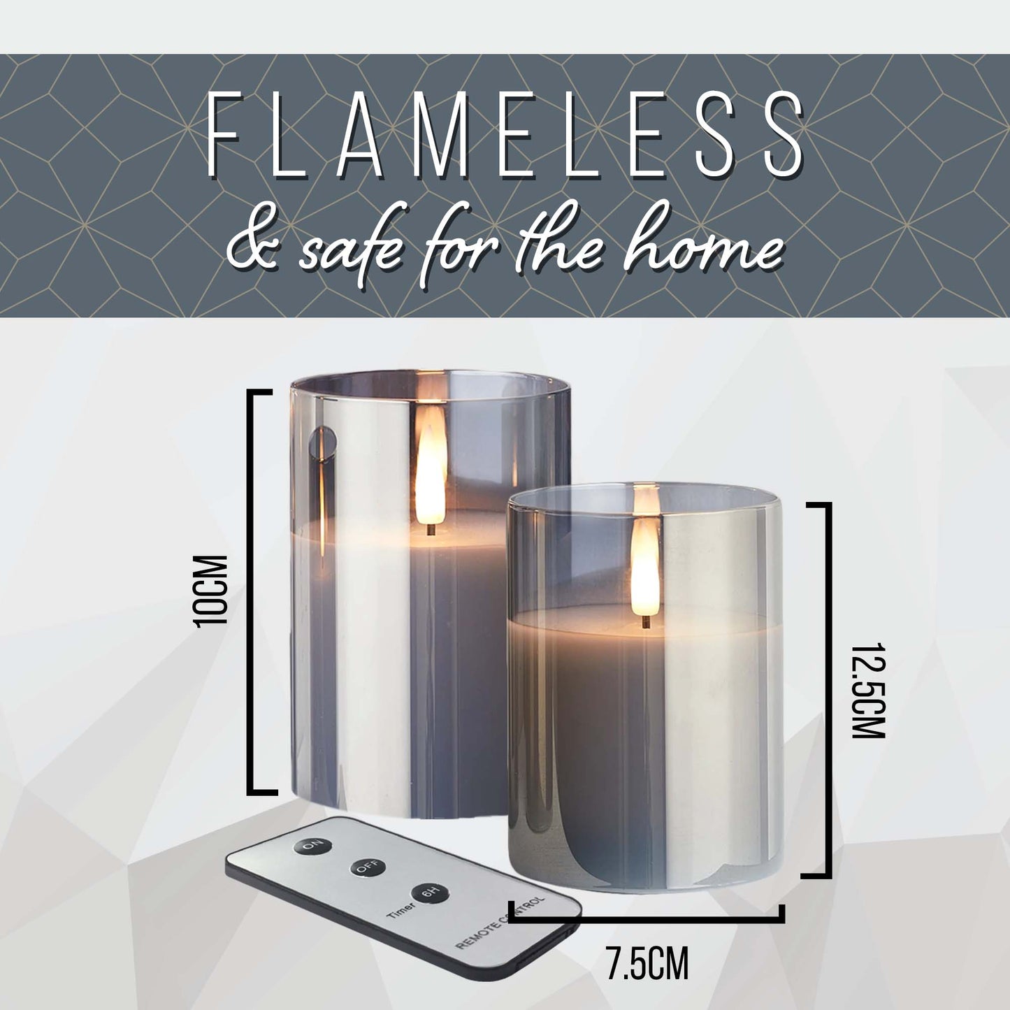 LED Flameless Candles Glass Set with Remote Control (Set of 2) - DSL