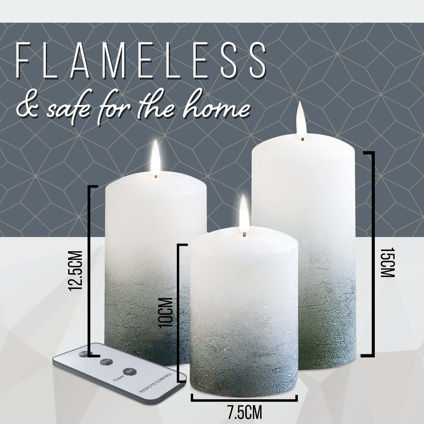 Flameless LED Candles (Ombre) with remote control (Set of 3) - DSL