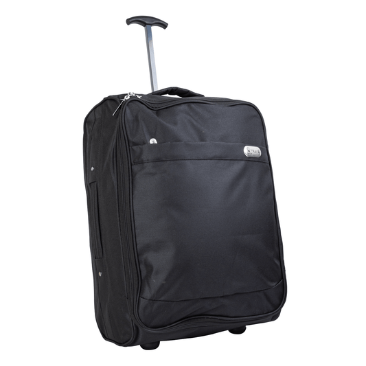 Cabin Bag Trolley with Extendable Handle on Wheels (Black) - iN Travel - DSL